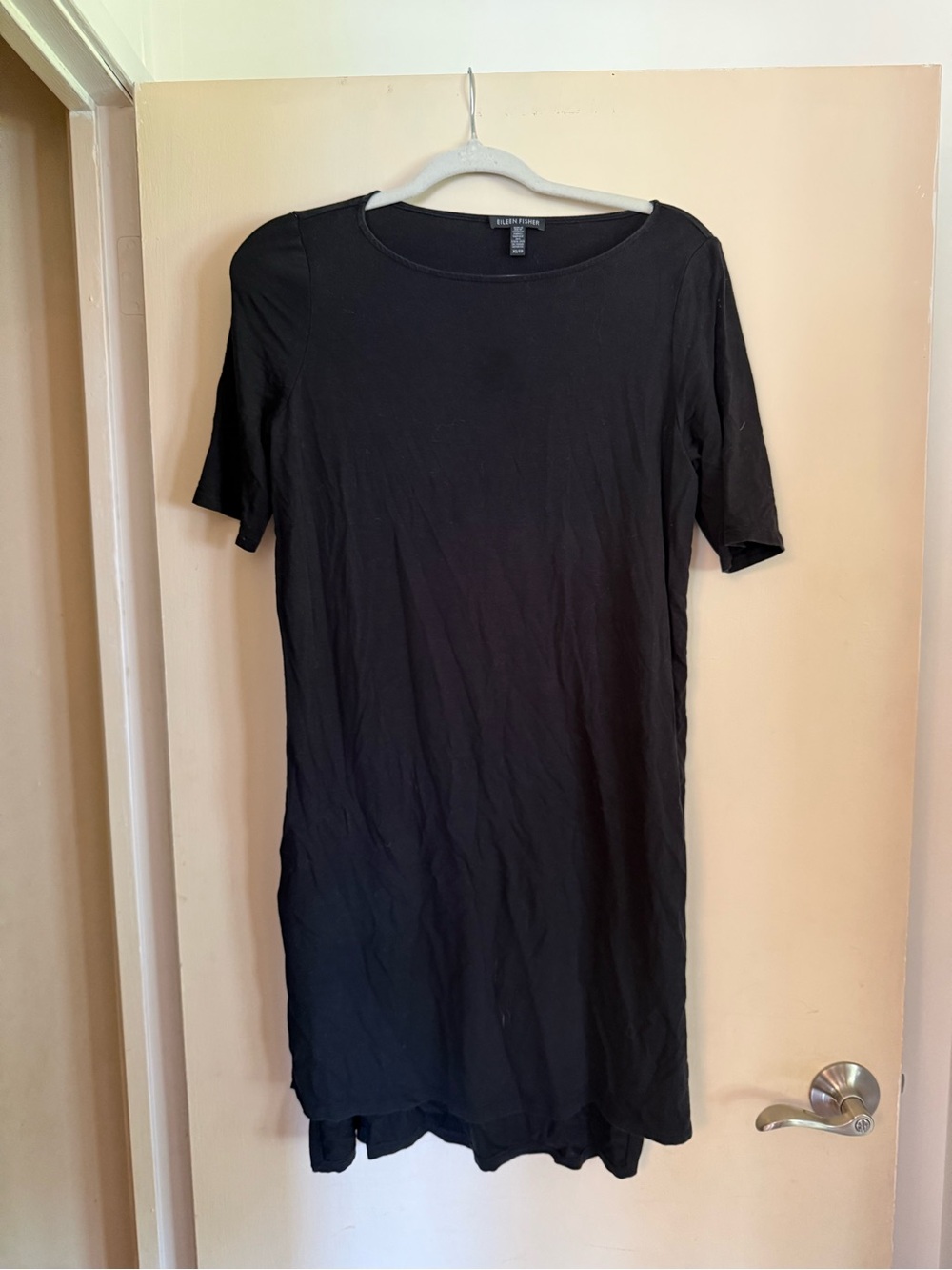 Eileen Fisher Black Tencel Lyocell Shift Dress XS